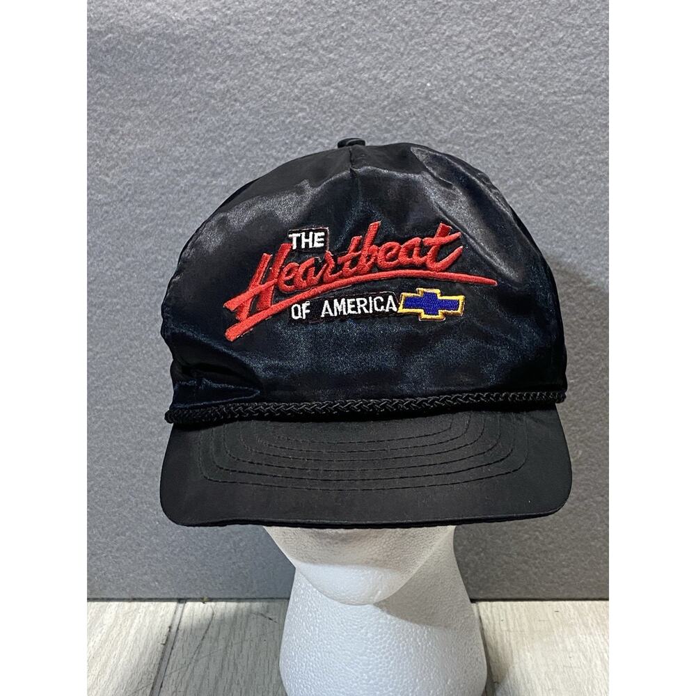 90s Vintage The Heartbeat of America Chevy Hat Adjustable Cap Black Rope Hat